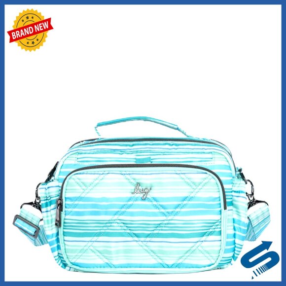 Polyester Crossbody Satchel Bag with 3 Zippered Compartments and Removable Strap
